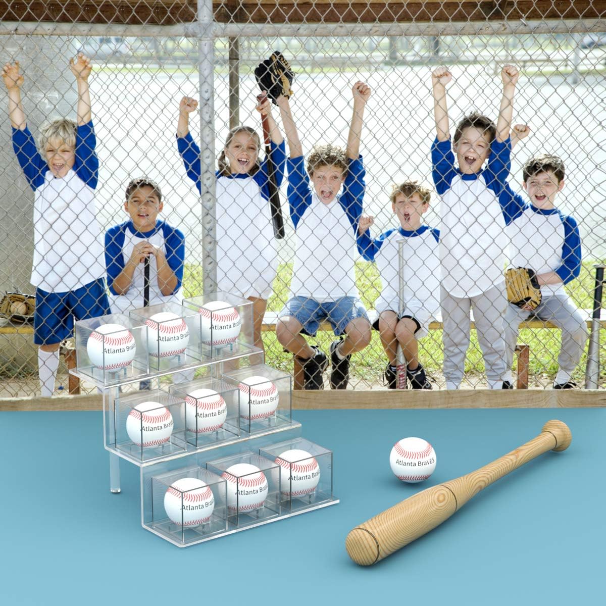 NIUBEE Acrylic Riser Holder for Autographed Baseball Display UV Protected Seat Cubes (9 Cases) : Sports & Outdoors