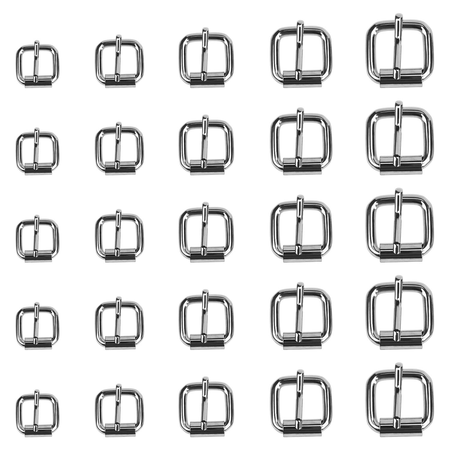 Coolty 75PCS Silver Metal Roller Buckles, Belt Hardware Pin Buckle for Bags Leather Belt Strap Hand DIY Accessories, 13mm/16mm/20mm/25mm/32mm