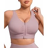 FeelinGirl Zip Front Closure Bras for Women No Underwire Compression Post Surgery Bra with Wide Adjustable Straps