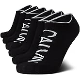 Calvin Klein Mens No Show Socks - 6 Pack Soft Cotton Blend Cushioned Athletic Low Cut Socks for Men for Sports and Running