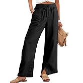 ANRABESS Womens Wide Leg Palazzo Linen Pants High Waist Split Ankle Casual Lounge Beach Vacation Pants 2026 Spring Summer