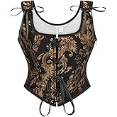SHYMMUO Renaissance Corset Top for Women Floral Lace Up Overbust Bustier Vest Vintage Waist Cincher Bodice