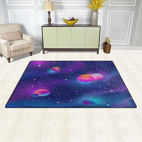 Amazon バララ La Rose ラグ カーペット マット 洗える おしゃれ 絨毯 星空 宇宙柄 銀河柄 カラフル 絵画 こども部屋 ホットカーペット ウォッシャブル サラふわ触感 折り畳み可 床暖房 対応 約幅79x51cm ラグ カーペット オンライン通販