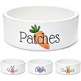 HomeBee Custom Rabbit Bowl | Personalized Food &amp; Water Dish with Name | Microwave &amp; Dishwasher Safe Ceramic Pet Feeding Bowl | Gift Idea for New Bunny Owners | White &ndash; Small