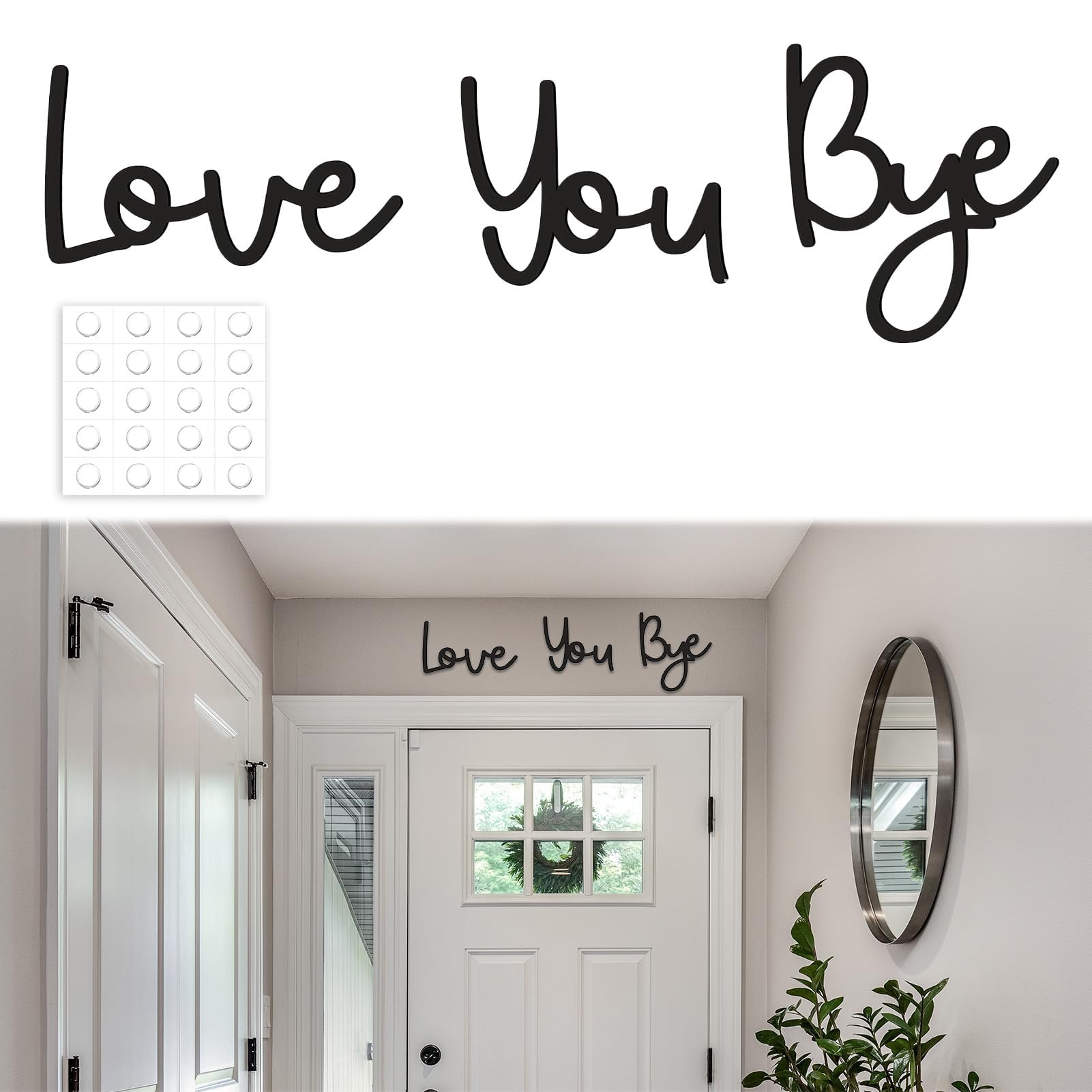 Photo 1 of 21.6" Love You Bye Wood Sign, Above Door Home Wall Boho Decor Plaque, Black Modern Simplicity Decoration for Front Door Entryway Living Room Aesthetic, Show Your Love and Warm for Your Family (Black)