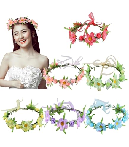 Amazon.com : AmFor 22 Pcs Multicolor Rose Flower Wreath  display picture 3
