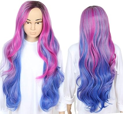 Pink purple blue wig Clearance