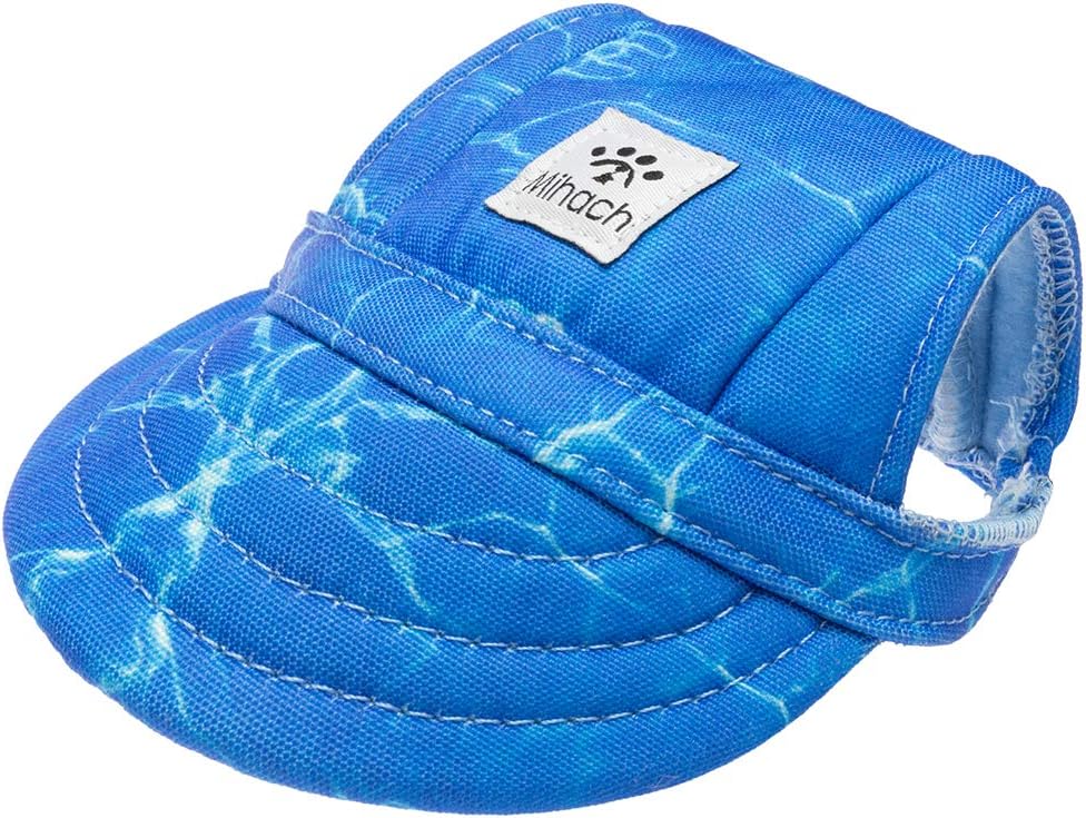 Mihachi Dog Sun Hat, Pet Baseball Cap, Dogs Sport Hat/Visor Cap with Ear Holes and Chin Strap for Small to Medium Dogs