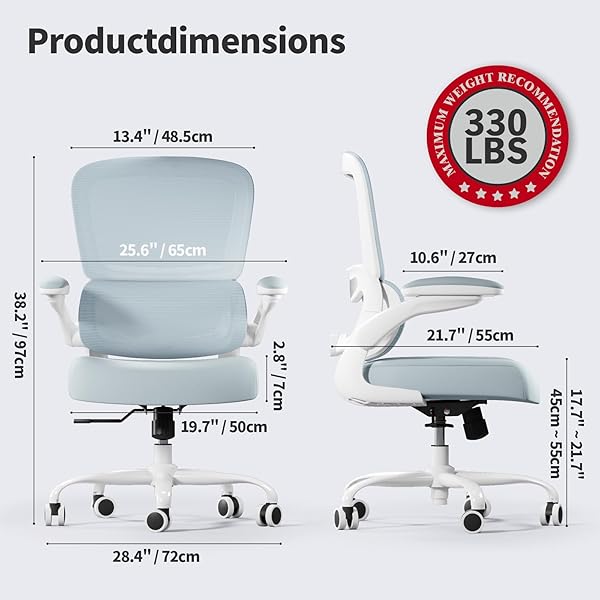 OFFICE CHAIR – ERGONOMIC DESK CHAIR WITH ADJUSTABLE LUMBAR SUPPORT, MESH COMPUTER CHAIR, EXECUTIVE CHAIR FOR HOME OFFICE COMFORTABLE LUMBAR SUPPORT(BLUE)