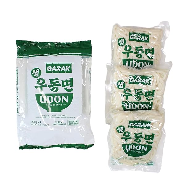 GARAK 3-MINUTE SANUKI UDON NOODLES (3-PACK) | THICK & CHEWY JAPANESE-STYLE NOODLES FOR QUICK STIR-FRY & MEALS | NO SOUP BASE INCLUDED (21.15OZ)