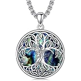 Lattd Tree of Life Necklace 925 Sterling Silver Round Tree of Life Pendant Jewelry for Men Women, w/Stainless Steel Chain 22''+2''