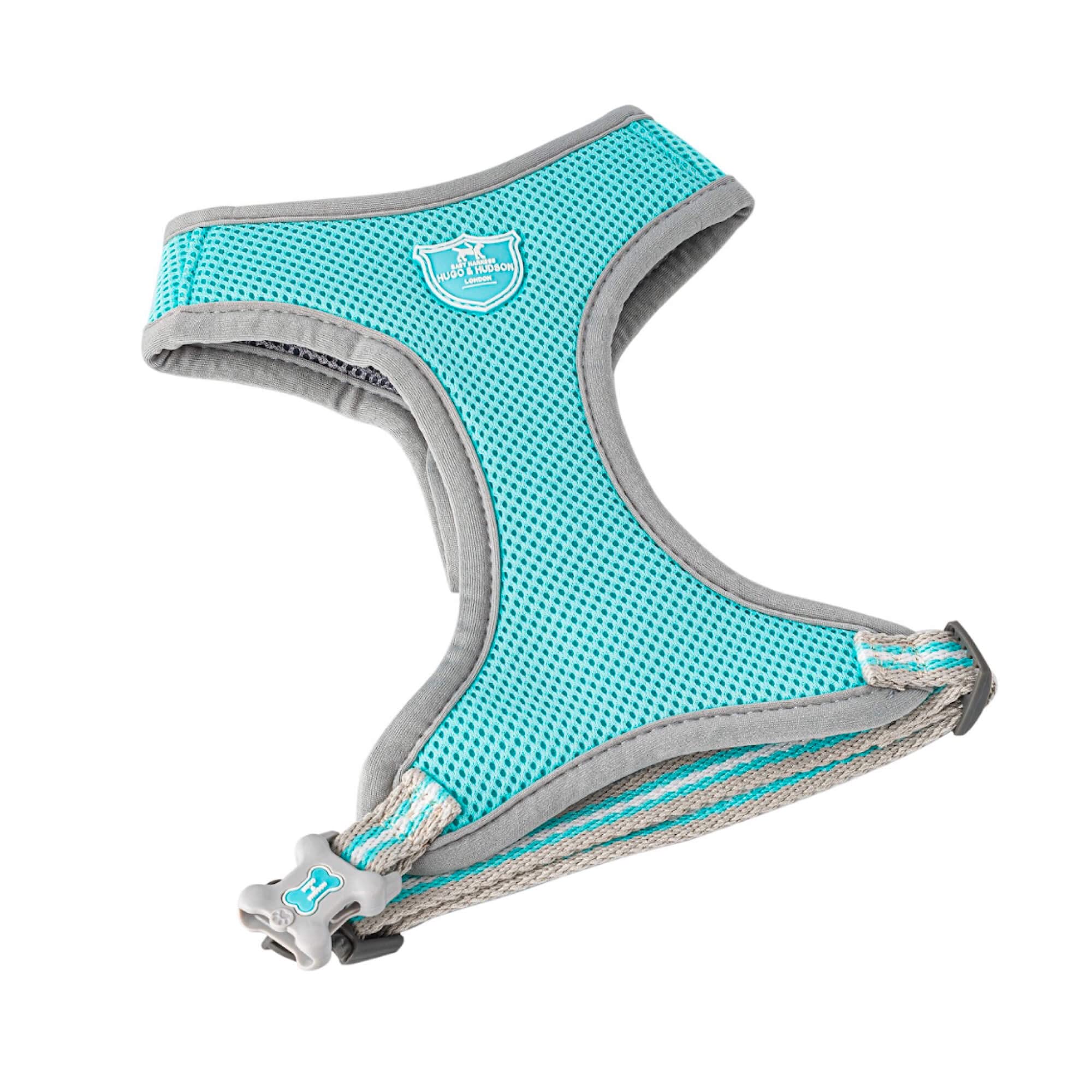 HUGO & HUDSON Dog Harness, No Pull Quick Dry Mesh, Breathable Rear Buckle Pet Vest, Aqua, L