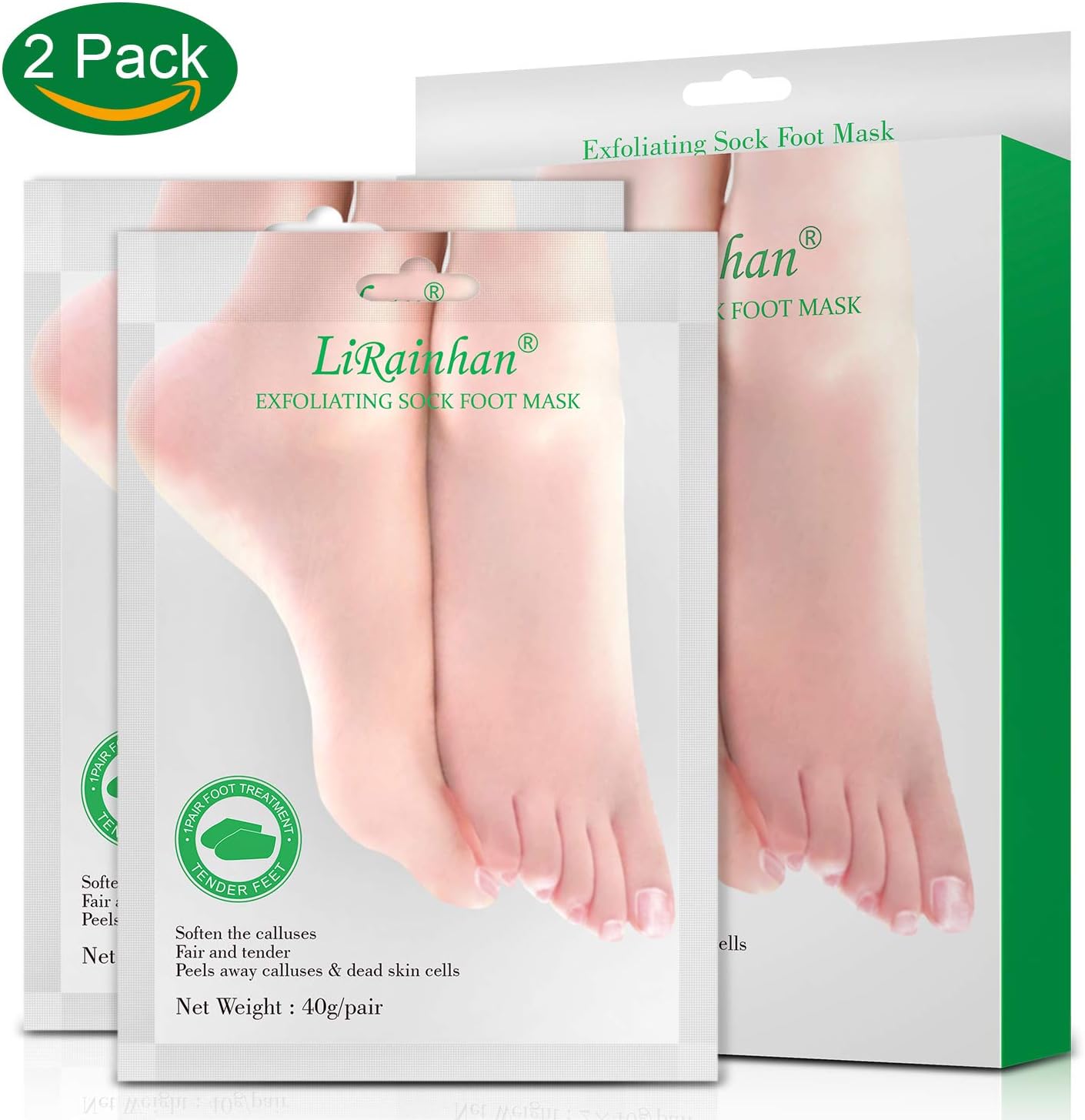 Foot Peel Mask(4 Pairs), MayBeau Exfoliating Booties for Peeling Off Calluses & Dead Skin, Baby Your Feet for Men & Women in 7 Days