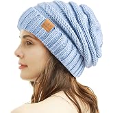 Womens Winter Beanie Warm Knit Hat Cable Stretch Trendy Ribbed Chunky Cap | beanie for women winter hats for women womens beanie beanie hats for women knit hats for women pompom beanie
