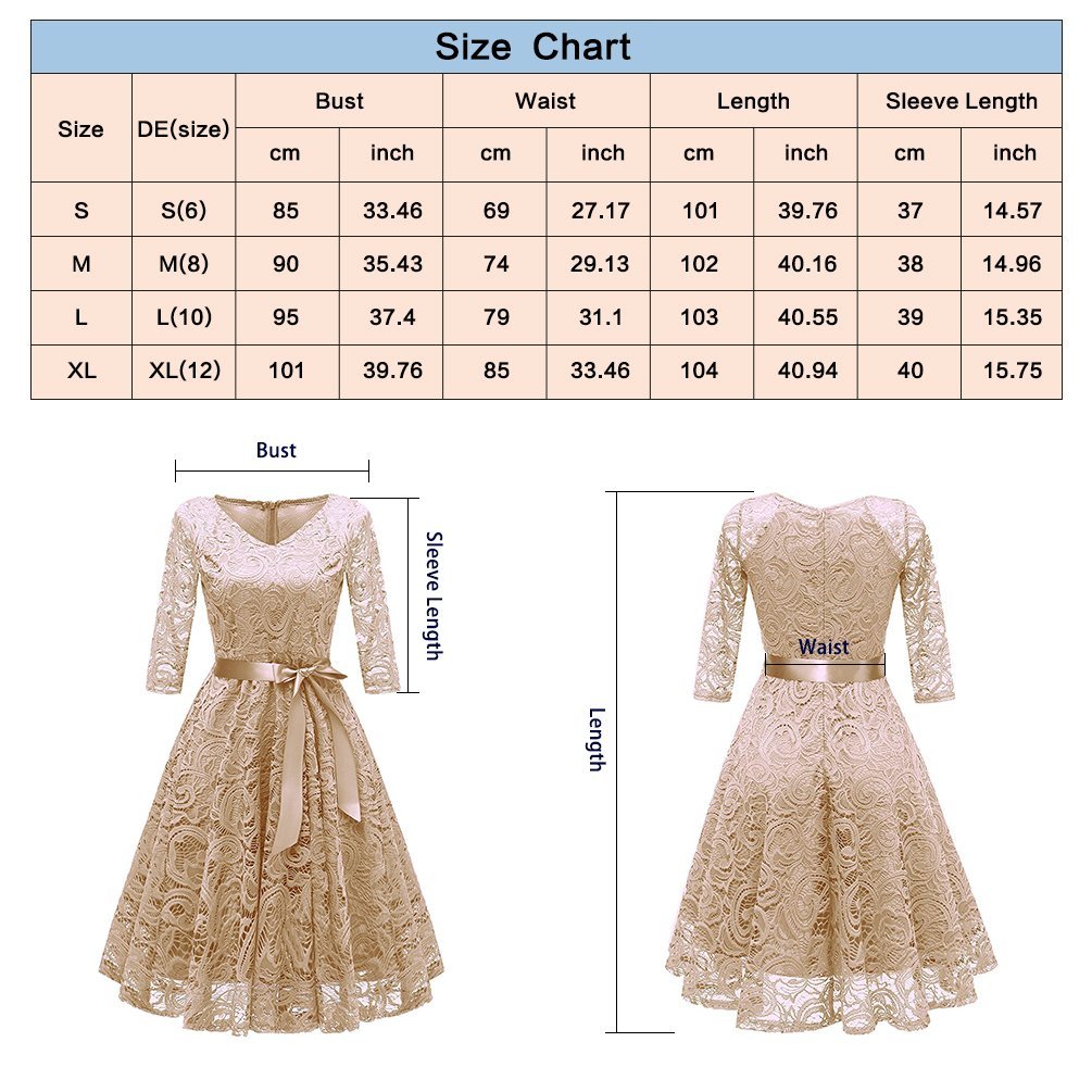 RAISEVERN Abito Donna Eleganti da Cerimonia Lunghi Manica a 1/2 Vestito Lungo Donna Estivo Abito da Sera L