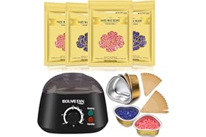 Bouvetan Dual LED Wax Machine Kit for Women & Men - Hair Removal for Face, Armpits, Legs, Brazilian Waxing - 14oz Hard Wax Beads & Pot, 20 Wax Sticks