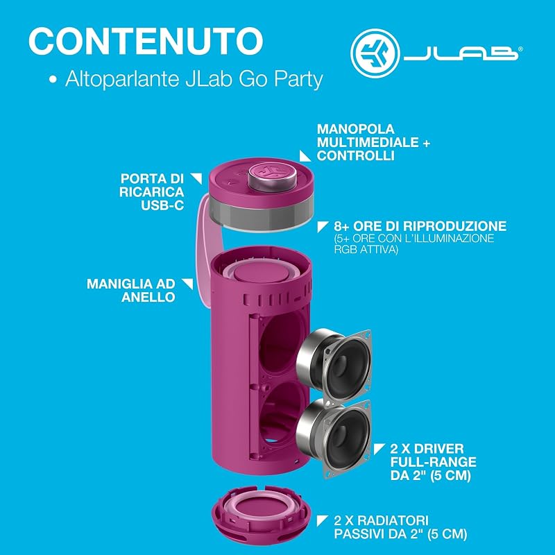 Go Party Cassa Bluetooth Portatile - 16+ ore, Mora