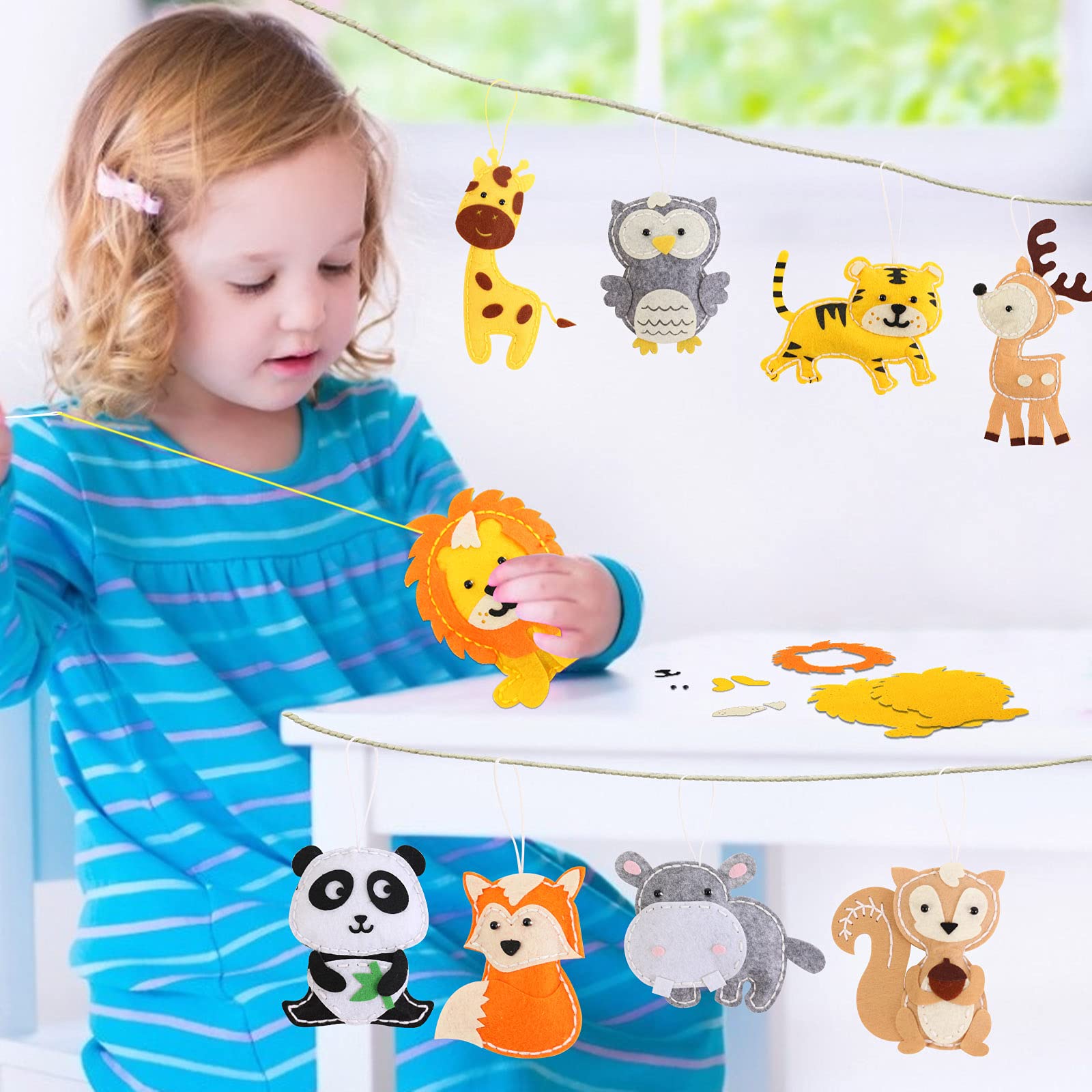 Coola Sewing Kit for Kids, Crafts for Kids Ages 8-12, Arts and Crafts for Kids, Sewing Kit for Beginners, DIY Felt Woodland Animals Kits, Craft Supplies for Kids Girls Boys Gift Ideas Set of 12