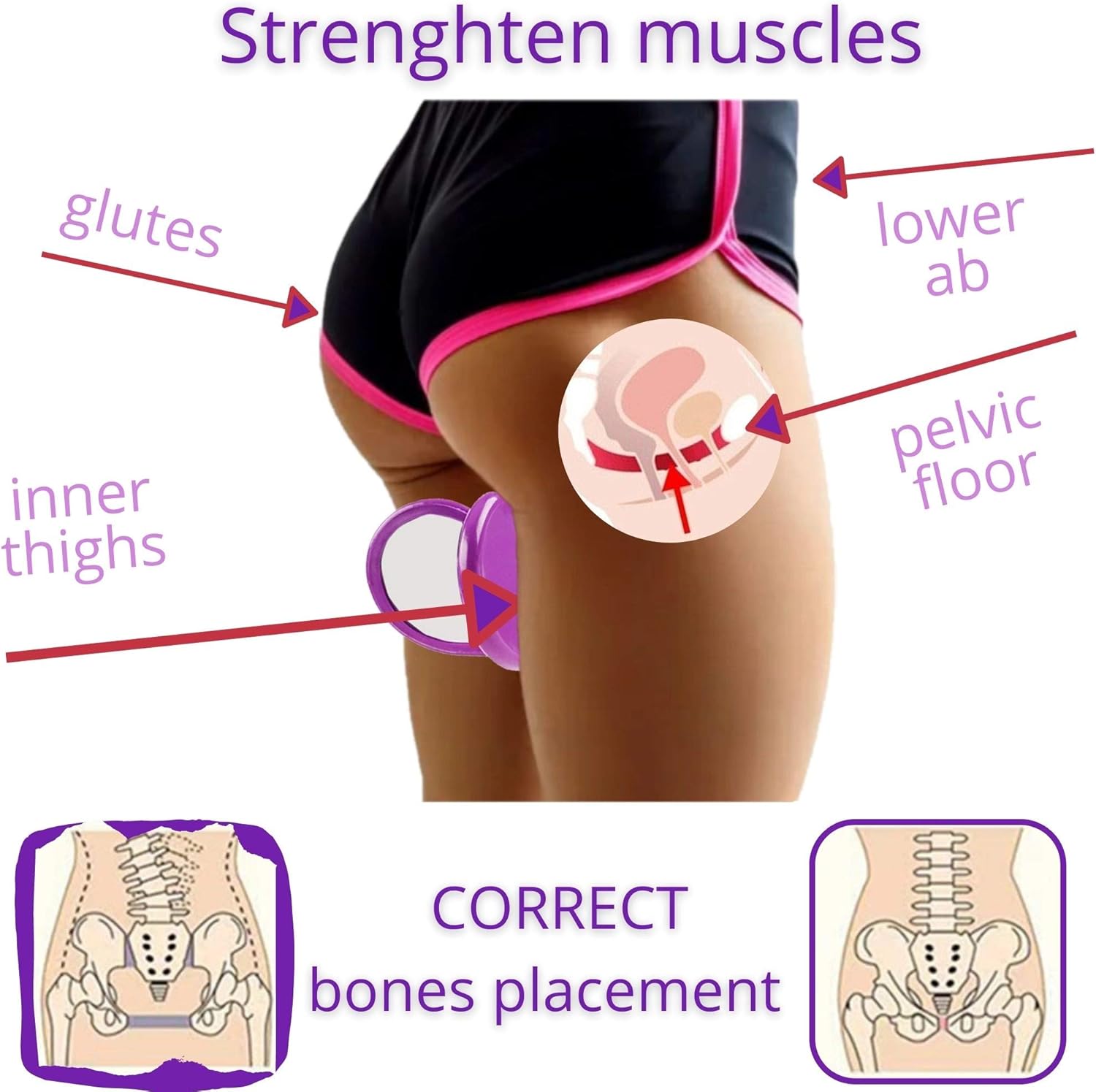 BaradzeYFerm Hip Trainer Buttocks Lifting - Pelvic Floor Muscle Exerciser - Inner Thigh Exercise Equipment - Hipsline Body Sculpt Tool - Fitness Bladder Control Exerciser - Postpartum Recovery: Sports & Outdoors