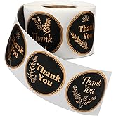 Sontanbao Thank You Stickers 2 inch Round, 500pcs Foil Black Waterproof Thank You for Supporting My Small Business Stickers for Packaging