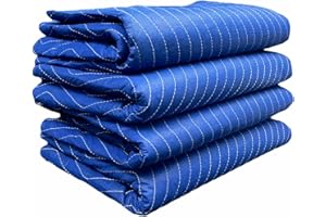 AVG PACKAGING SUPPLIES Heavy Duty Moving Blanket 72" X 80" 35 LB/Dozen Furniture Blankets Pads for Moving and Storage Professional Quilted Large Moving Blanket (Light Blue, Dark Blue) (1 Blanket)
