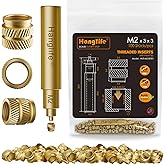 HANGLIFE M2 Heat-Set Threaded Inserts with Insert Tip, Heat Set Insert for 3D Printing Components and Plastic Parts with Sold