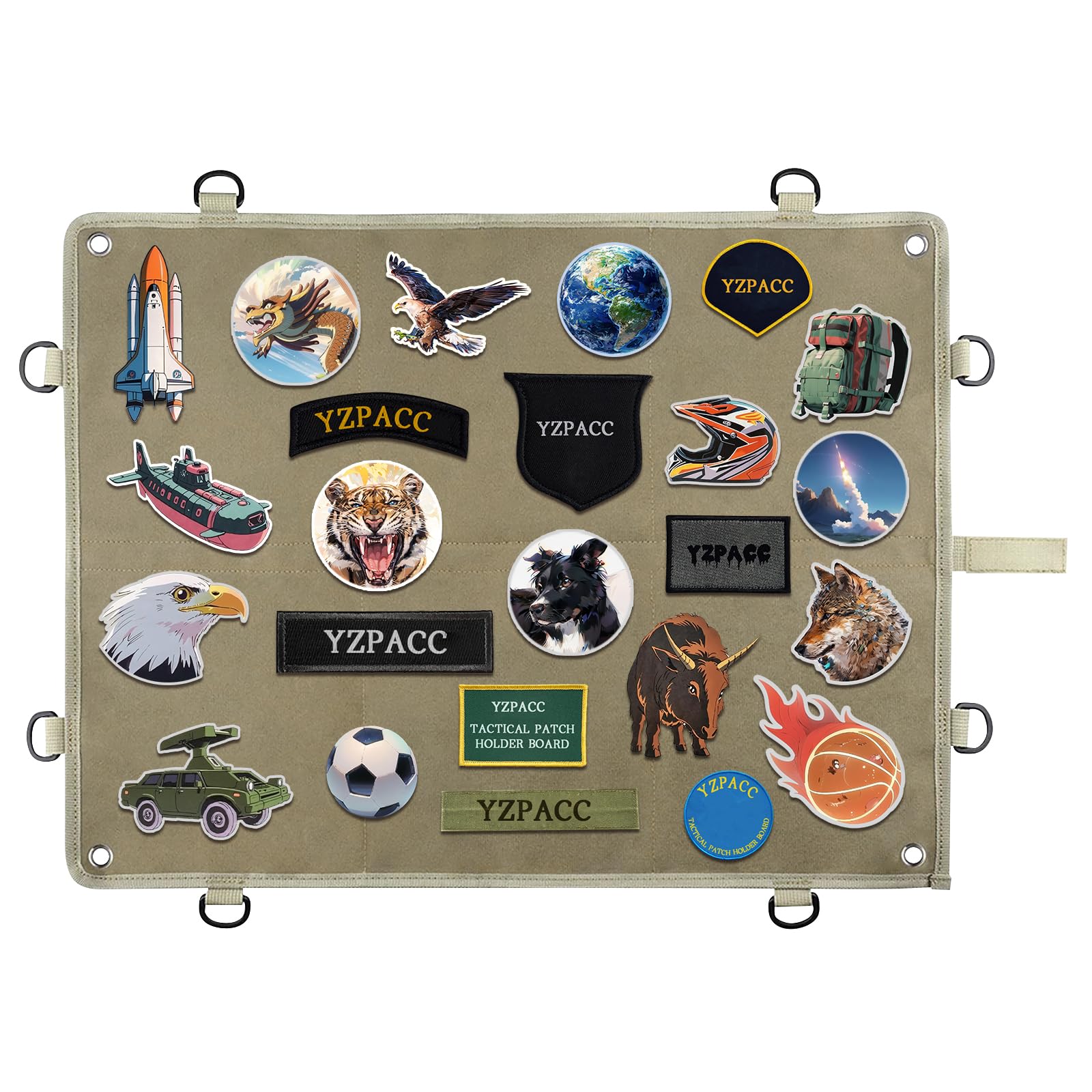 Yzpacc Tactical Patch Display Board, Loop-Surface Foldable Combat Morale Military Patch Hang Holder Panel for Military Army