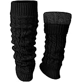 Shihanee Winter Fleece Lined Leg Warmers for Women Knit Long Leg Warmers Warm Fleece Lined Boot Socks for Skating Daily Wear