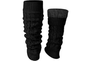 Shihanee Winter Fleece Lined Leg Warmers for Women Knit Long Leg Warmers Warm Fleece Lined Boot Socks for Skating Daily Wear