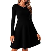 Chongbaijia Long Sleeve Dress for Women Fall Winter 2026 Ribbed Knit A-Line Flowy Fashion Casual Elegant Dresses