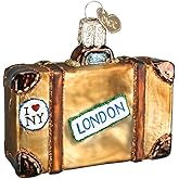 Old World Christmas Suitcase Glass Blown Ornament for Christmas Tree, Handcrafted Holiday Decoration, Travel Collection