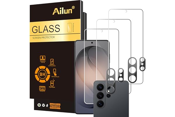 Ailun Glass Screen Protector for Galaxy S26 Ultra [6.9 Inch] 3Pack + 2Pack Camera Lens Tempered Glass Fingerprint Unlock 0.25mm Ultra Clear Anti-Scratch Case Friendly [Not For S26/S26 Plus]