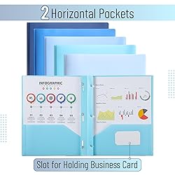 Mr. Pen- Plastic Folders with Pockets and Prongs, 5