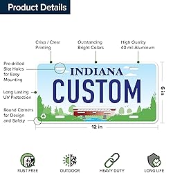 Custom Indiana License Plate, Personalized License