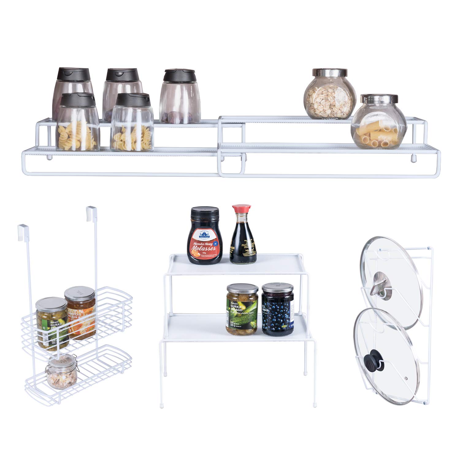 A great way to maximize space in a kitchen cabinet!