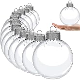 3.15 inch Clear Plastic Ornament Balls, Christmas Balls, DIY Fillable Ornaments, Clear Ornaments for Crafts Fillable - 12 PCS