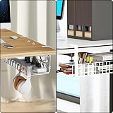 CYEER 2PCS White Under Desk Cable Management Tray No Drill Clamp Mount Metal view 8