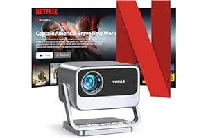 [Netflix Officially & Auto Focus] VOPLLS 4K Projector with WiFi and Bluetooth, 3D Stereo Sound & Auto Keystone Video Projector, 1800ANSI Outdoor Movie Projector, 50% Zoom, MAX 300''Display (Grey)