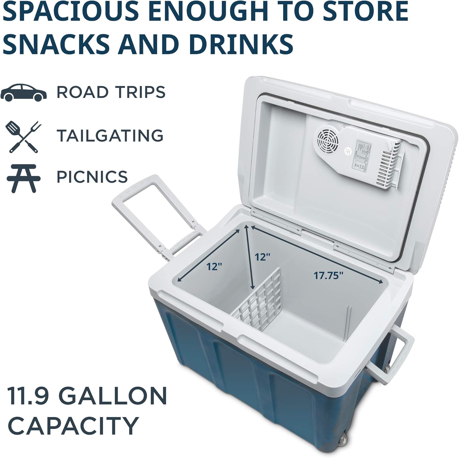 Ivation Electric Cooler & Warmer with Wheels & Handle |48 Quart (45 L) Portable Thermoelectric Fridge For vehicles & Trucks| 110V AC Home Power Cord & 12V Car Adapter for Camping, Travel & Picnics: Appliances