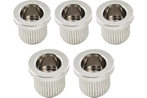 Musiclily Ultra 3/8" Full Solid Brass G-TLB-2 Bass String Ferrules String Through Body Rear Mount Bushings for 4/5 String Electric Bass, Chrome (Set of 5)