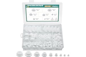 DEKIPHOX 110PCS Silicone Rubber Plugs for Round Holes Assorted Sizes T-Shape Rubber Stoppers Hole Plug Bathtub Jet Covers (White)