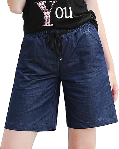 elastic waistband jean shorts