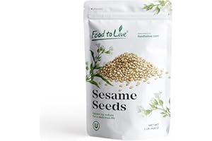 Unhulled Sesame Seeds, 1 Pound �� Whole Natural Raw White Sesame Seeds, Kosher, Vegan, and Keto, Bulk Sesame. High in Calcium,