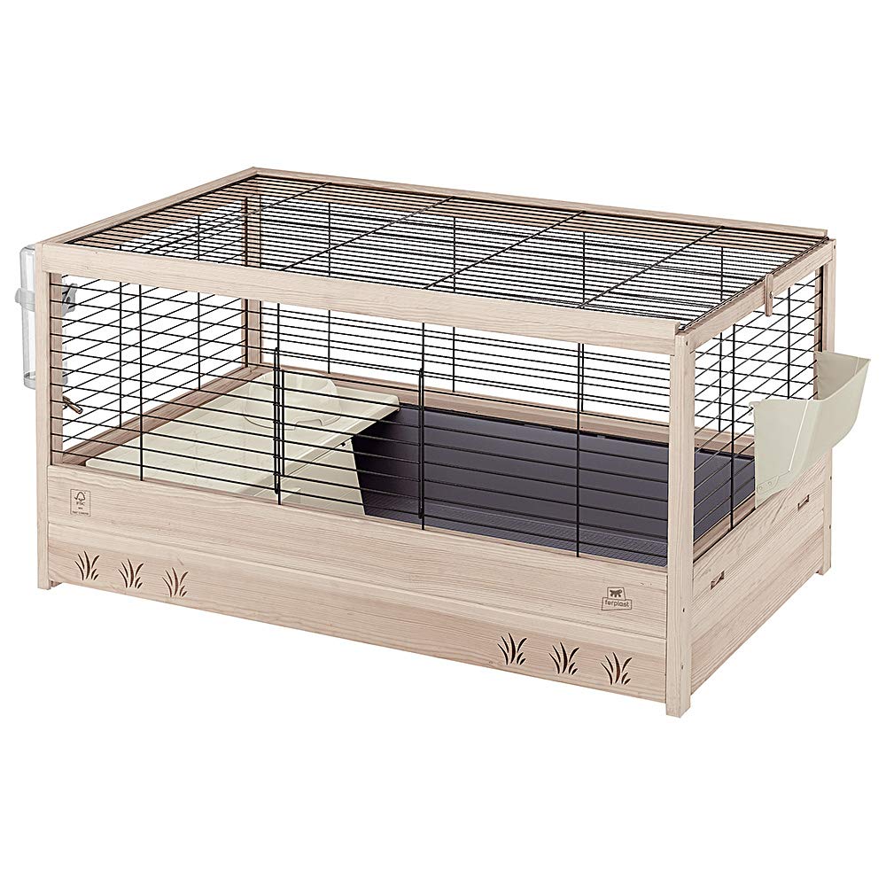 Ferplast FSC Wooden Cage for Rabbits ARENA 100, Guinea Pigs, Accessories Included