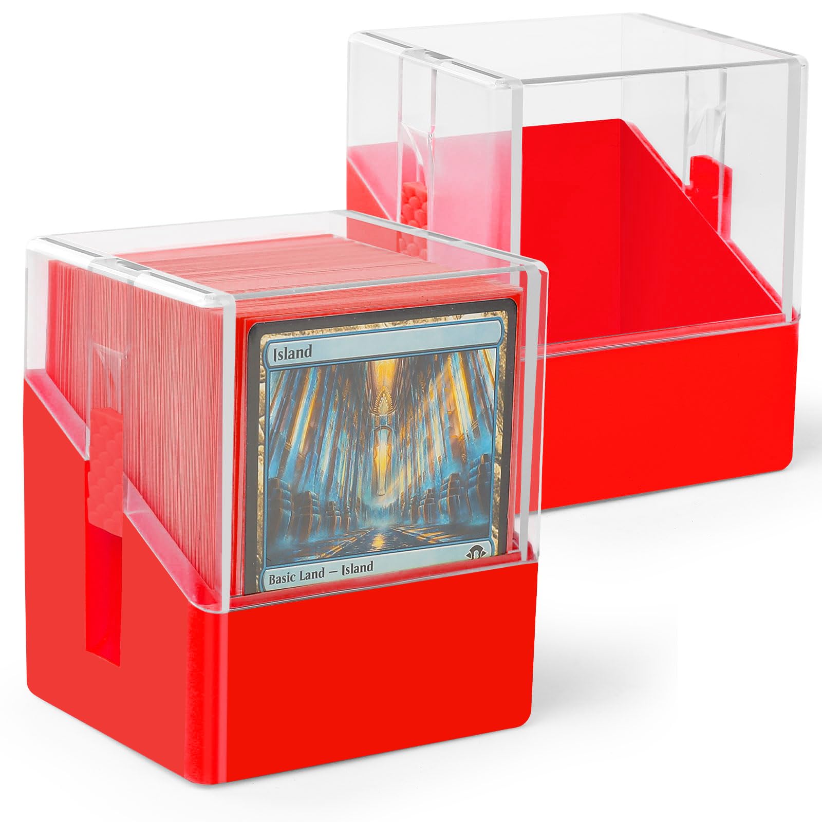 Minahao 2 Pack Card Deck Boxes for 2 sets of MTG Commander Deck Or 400+ PTCG/OCG Sleeveless Cards. - Trading Card Organizer Box Sets for 200+ Single-Sleeved Card.(Red, 2 Pack)
