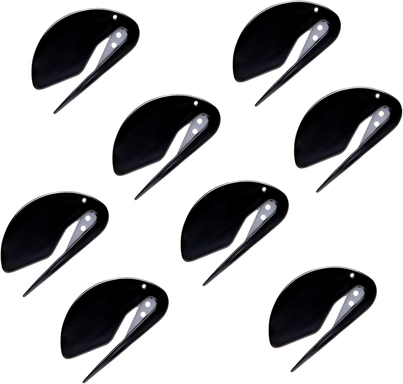 Letter Opener Plastic Razor Blade Paper Knife/Envelope Slitter Set in Sharp Black, 8 Pack