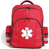 Red Medicine Backpack for School Empty First Aid Bag for Trauma Medication Safety Backpack Travel Paramedic Bag EMS EMT for Nurse Responder(bag only)