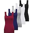 BQTQ 5 Pack Womens Square Neck Tank Tops Sleeveless Ladies Tank Top Undershirts