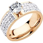 555Jewelry Hypoallergenic 13mm Wide Stainless Steel 316L CZ & Hearts Ring for Women & Ladies
