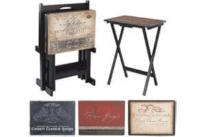 Cape Craftsmen Tuscan Italian Wine Label Classic TV Dinner Tray | Set of 4 | Foldable with Stand | Easy Storage Decorative Serving Tables for Home Activities